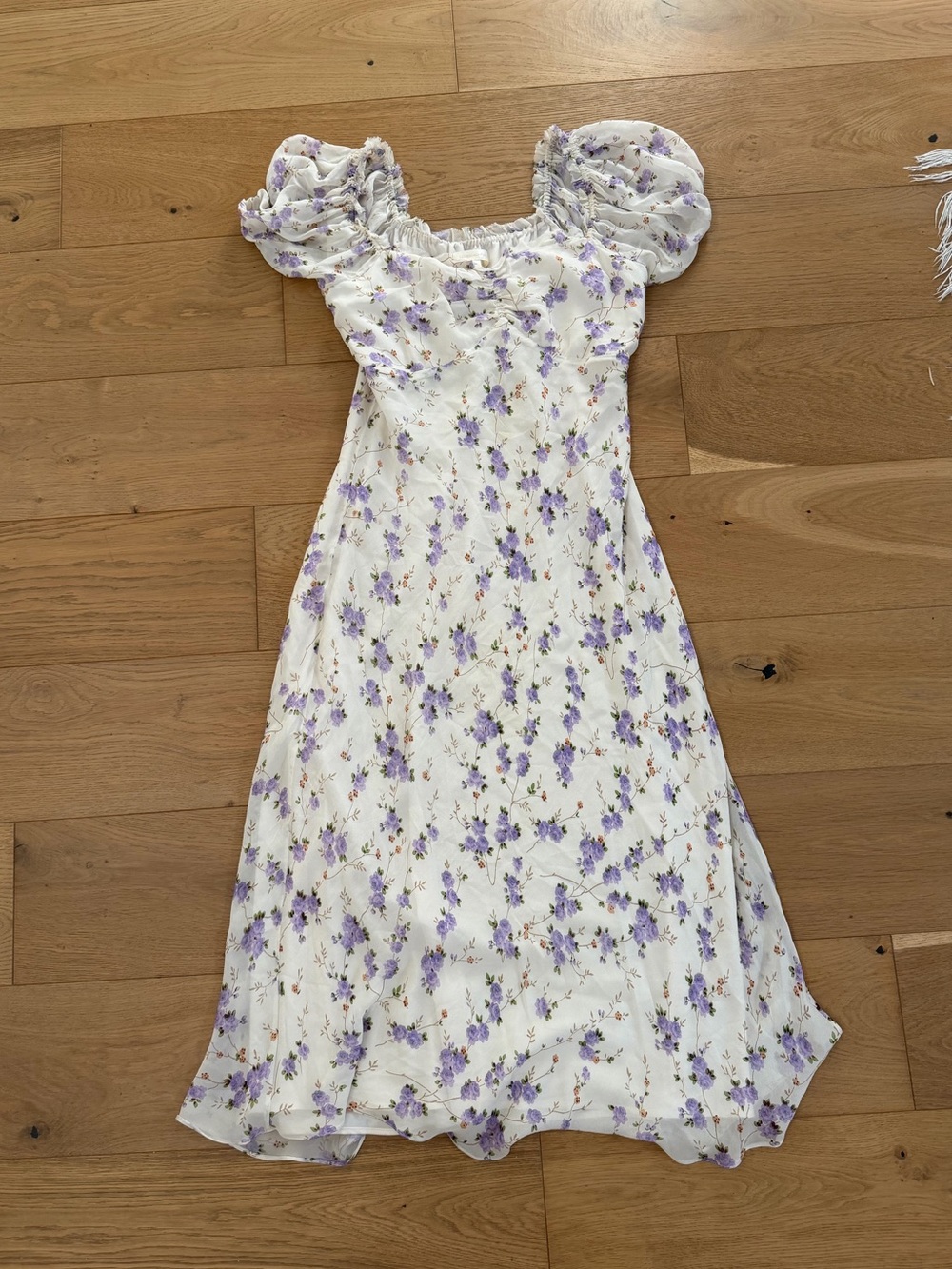 LoveShackFancy Cream Maxi Dress with Lavender Floral Print - Picture 4 of 4